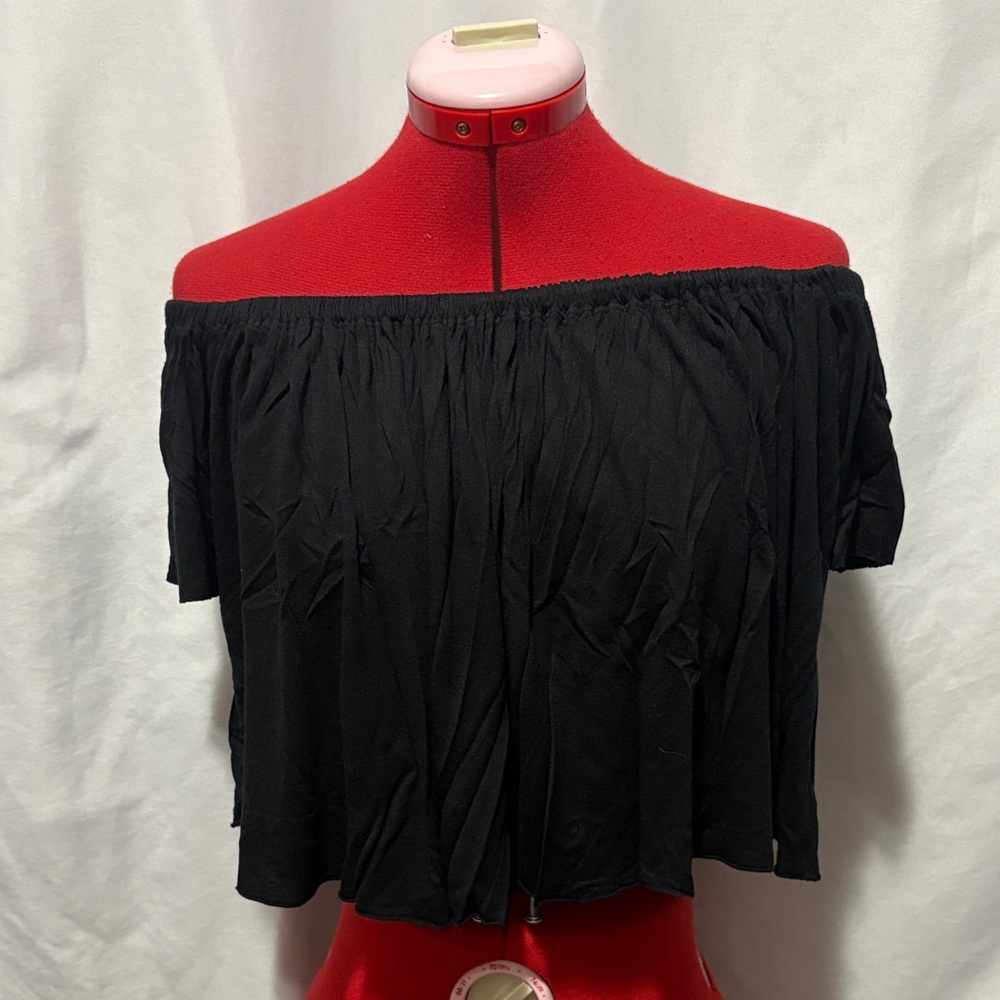 Truly Madly Deeply Black Off-Shoulder Crop Top